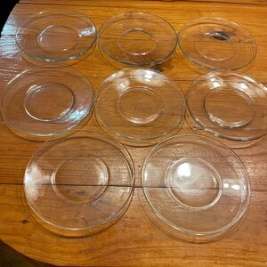 Set of EIGHT 8” heavyweight 1/4” thick curved edge glass salad dessert plates